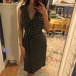 Striped & Sleeveless Wrap Dress, Banana Republic